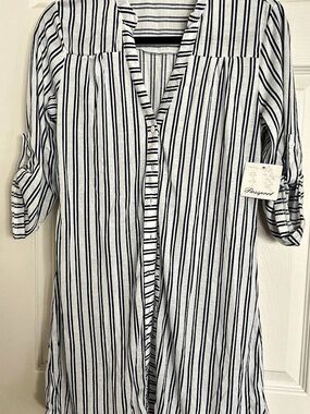 Prestige Striped Tunic in White & Blue Size Medium